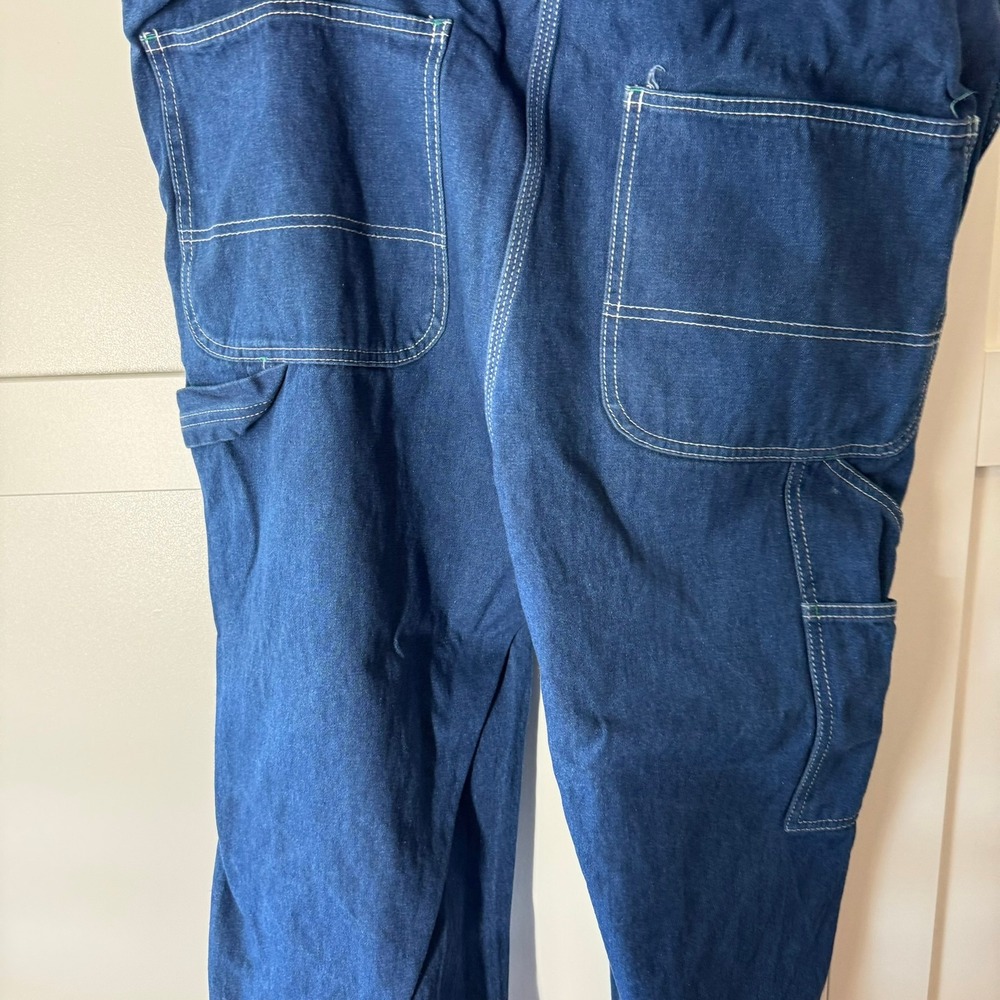 Liberty Overalls Denim Blue Bib Style Classic Workwear Zip Front Pockets 40 X 32 - Picture 12 of 16